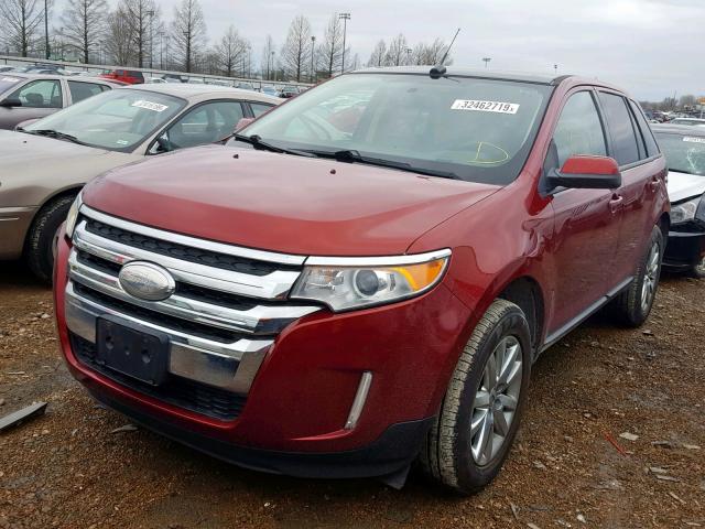 2FMDK3JC8DBB53375 - 2013 FORD EDGE SEL RED photo 2