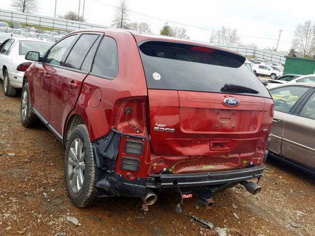 2FMDK3JC8DBB53375 - 2013 FORD EDGE SEL RED photo 3