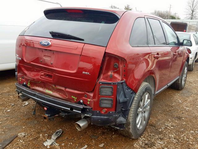 2FMDK3JC8DBB53375 - 2013 FORD EDGE SEL RED photo 4