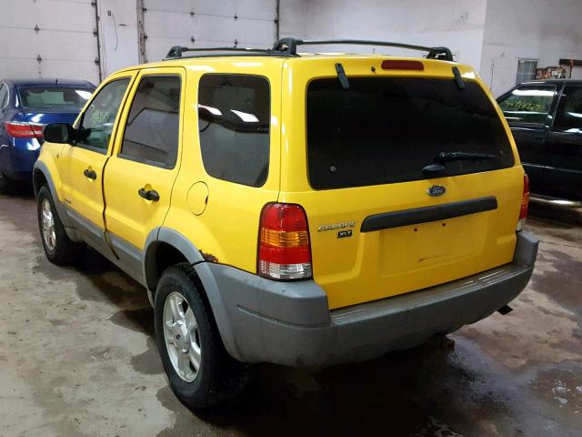 1FMYU04131KB13744 - 2001 FORD ESCAPE XLT YELLOW photo 3