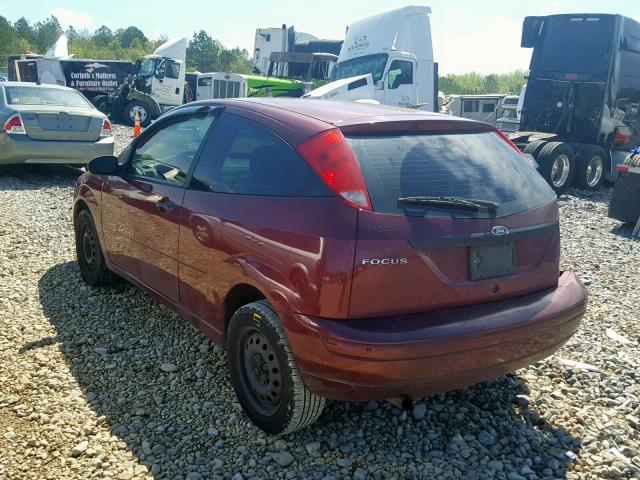 1FAFP31N87W133698 - 2007 FORD FOCUS ZX3 MAROON photo 3