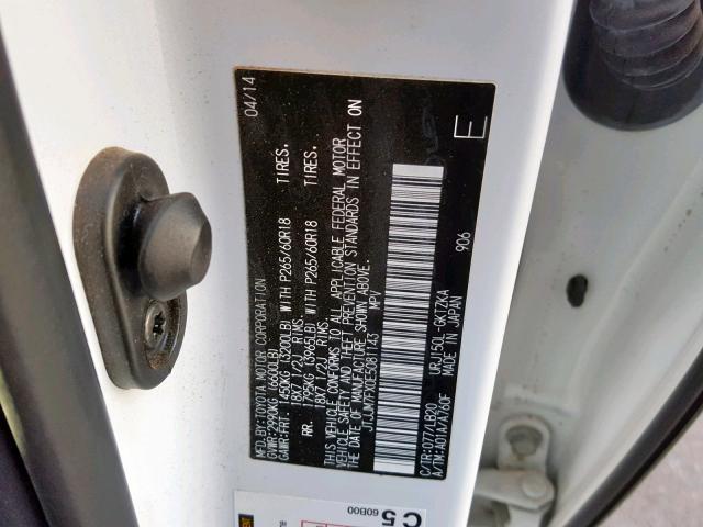 JTJJM7FX0E5081143 - 2014 LEXUS GX PREMIUM WHITE photo 10