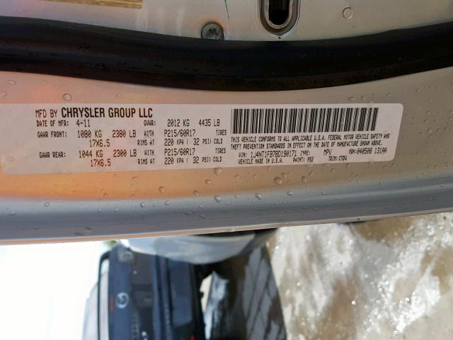 1J4NT1FB7BD190171 - 2011 JEEP COMPASS SP ვერცხლისფერი ფოტო 10