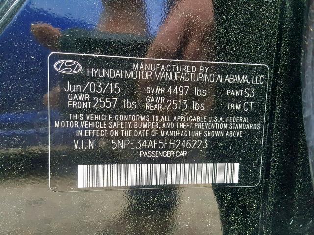 5NPE34AF5FH246223 - 2015 HYUNDAI SONATA SPO BLACK photo 10