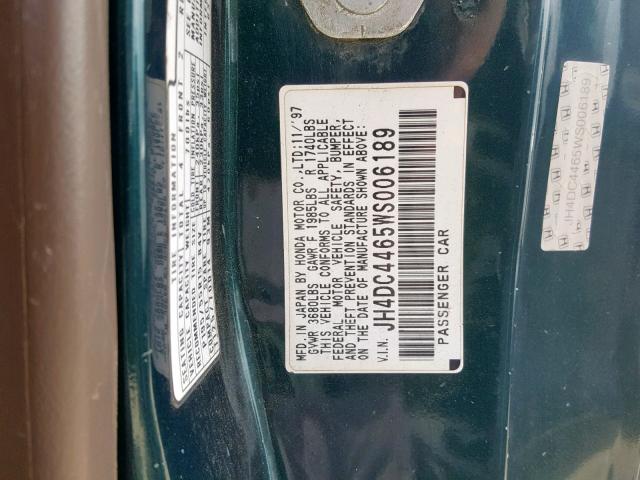 JH4DC4465WS006189 - 1998 ACURA INTEGRA GS GREEN photo 10