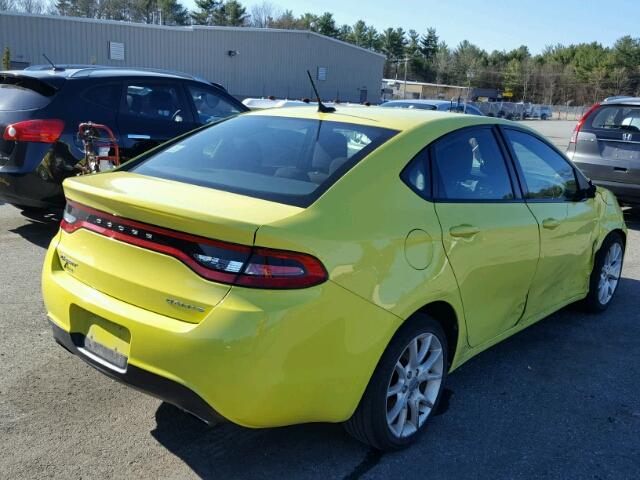 1C3CDFBA9DD106900 - 2013 DODGE DART SXT YELLOW photo 4