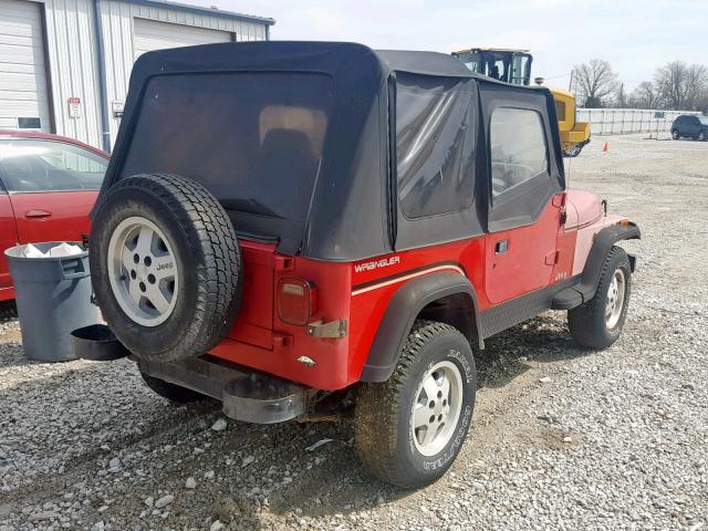 2J4FY19P4MJ155180 - 1991 JEEP WRANGLER / RED photo 4