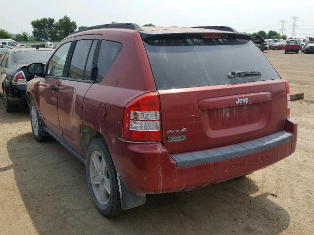 1J8FF47W97D171111 - 2007 JEEP COMPASS RED photo 3