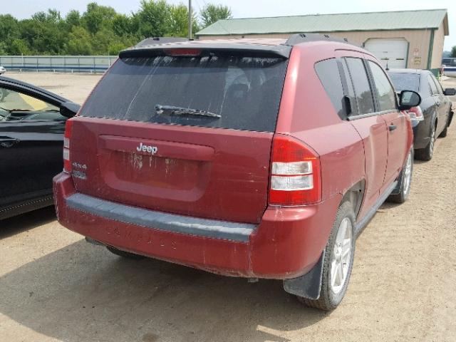 1J8FF47W97D171111 - 2007 JEEP COMPASS RED photo 4