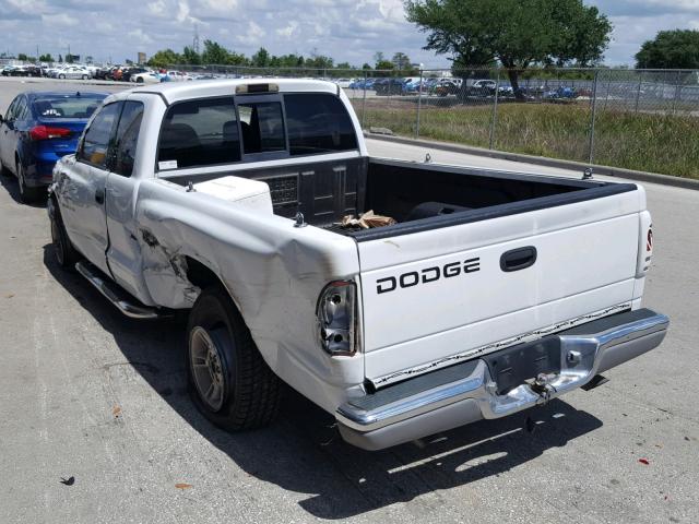 1B7GL22X5YS723760 - 2000 DODGE DAKOTA WHITE photo 3