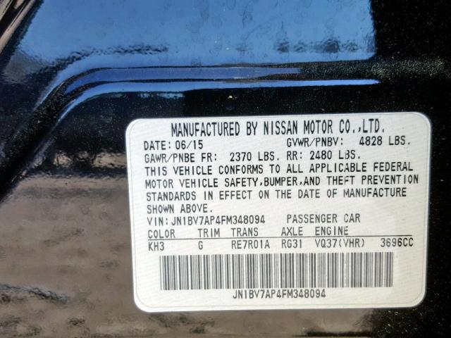 JN1BV7AP4FM348094 - 2015 INFINITI Q50 BASE BLACK photo 10