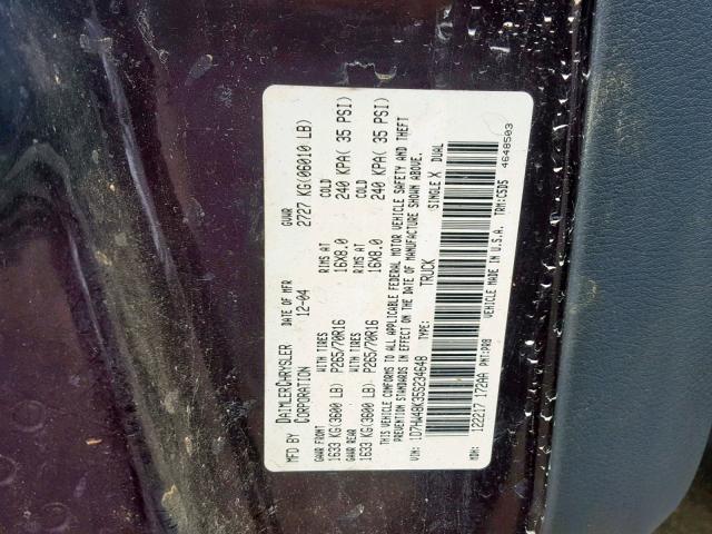 1D7HW48K35S234648 - 2005 DODGE DAKOTA QUA PURPLE photo 10