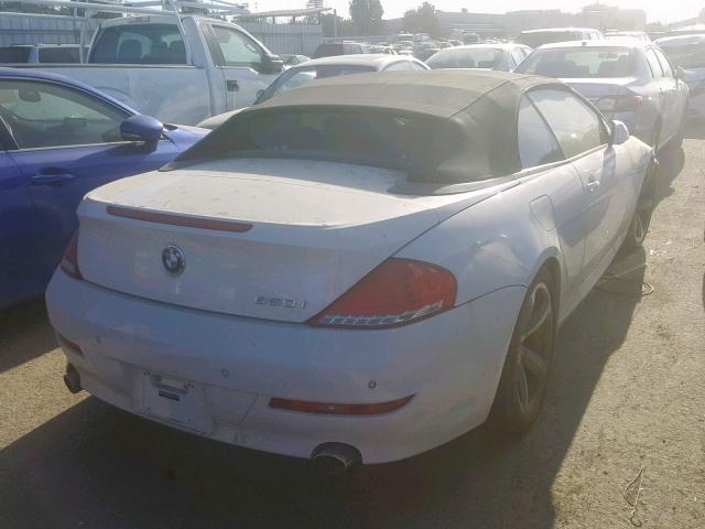 WBAEB53568CX62776 - 2008 BMW 650 I WHITE photo 4