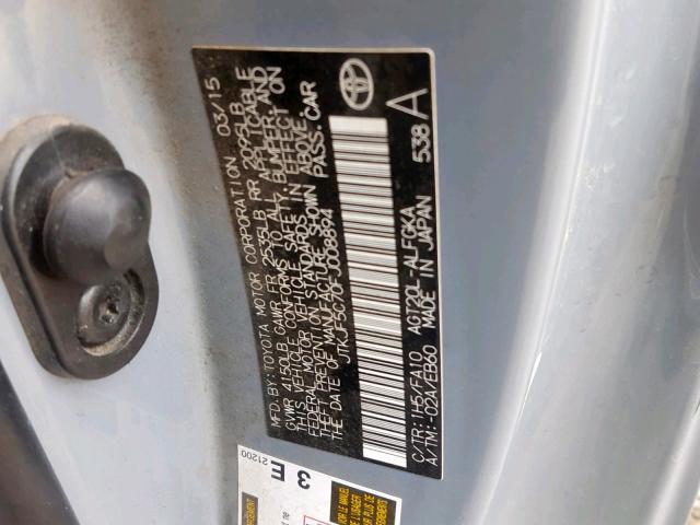 JTKJF5C70FJ008894 - 2015 TOYOTA SCION TC SILVER photo 10