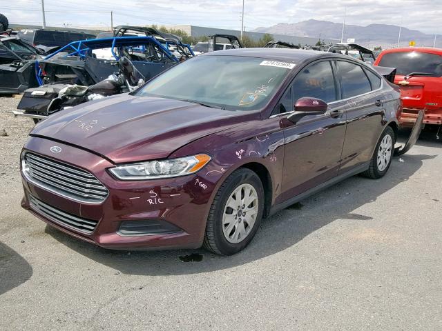 3FA6P0G7XDR125558 - 2013 FORD FUSION S BURGUNDY photo 2
