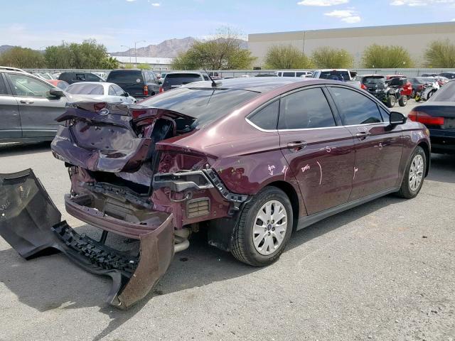 3FA6P0G7XDR125558 - 2013 FORD FUSION S BURGUNDY photo 4