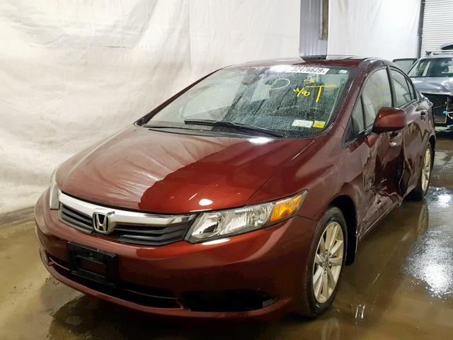 2HGFB2F98CH531597 - 2012 HONDA CIVIC EXL BURGUNDY photo 2