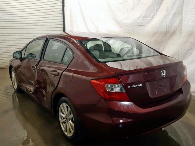 2HGFB2F98CH531597 - 2012 HONDA CIVIC EXL BURGUNDY photo 3