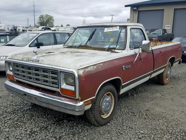 1B7JD24W9ES265806 - 1984 DODGE D-SERIES D WHITE photo 2