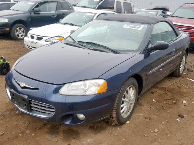 1C3EL55T73N602001 - 2003 CHRYSLER SEBRING LX BLUE photo 2