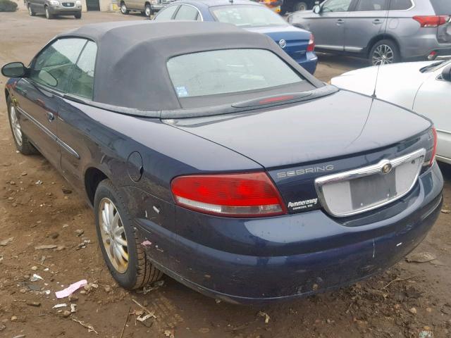 1C3EL55T73N602001 - 2003 CHRYSLER SEBRING LX BLUE photo 3