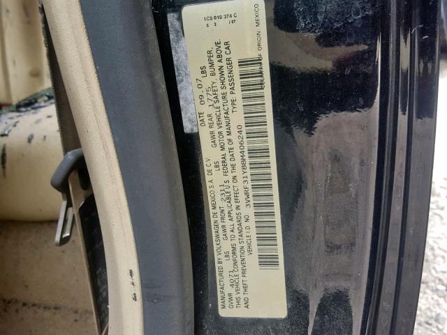 3VWRF31Y88M406240 - 2008 VOLKSWAGEN NEW BEETLE BLACK photo 10