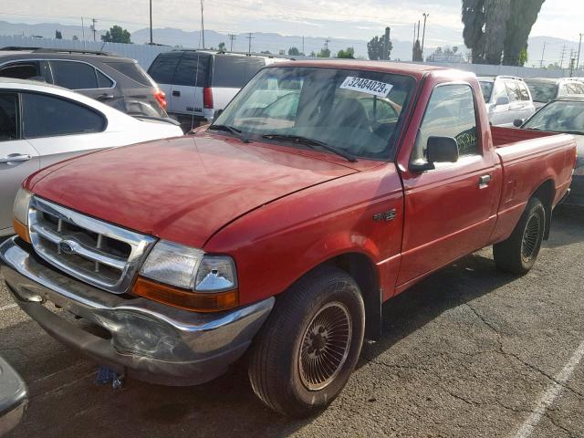 1FTYR10V8XUB89347 - 1999 FORD RANGER RED photo 2