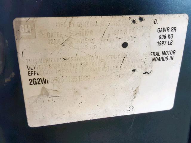 2G2WP552661251989 - 2006 PONTIAC GRAND PRIX BLUE photo 10