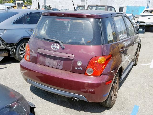 JTKKT624840067785 - 2004 TOYOTA SCION XA PURPLE photo 4