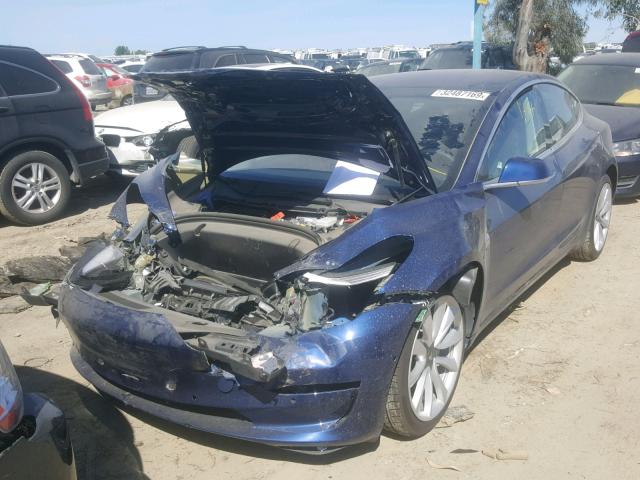 5YJ3E1EB1JF063772 - 2018 TESLA MODEL 3 BLUE photo 2