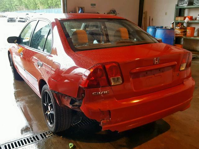 1HGES16325L028722 - 2005 HONDA CIVIC DX V RED photo 3