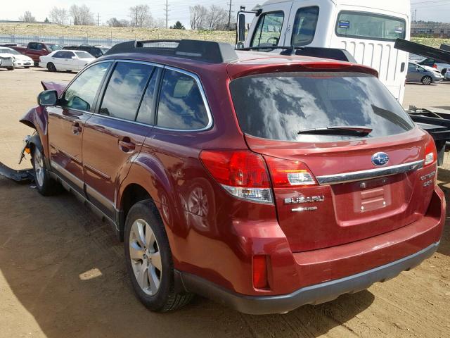 4S4BRDLCXB2443755 - 2011 SUBARU OUTBACK 3. MAROON photo 3