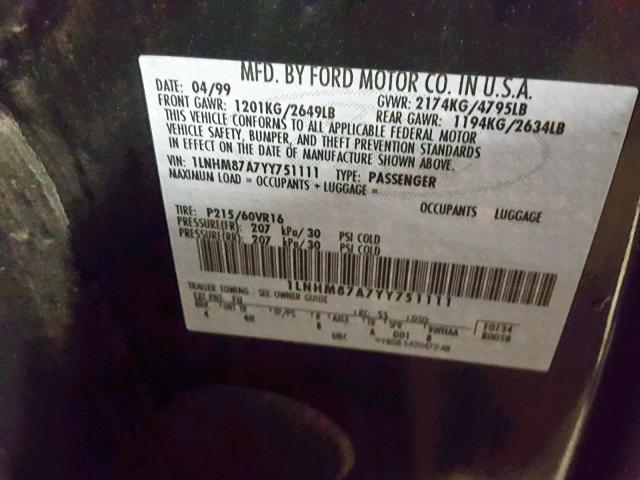 1LNHM87A7YY751111 - 2000 LINCOLN LS 绿色 照片 10