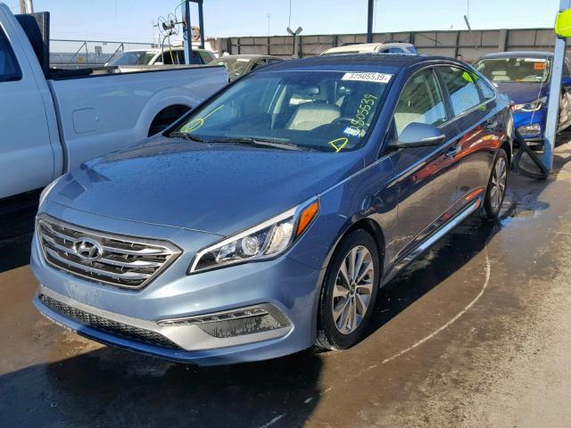 5NPE34AF2FH142367 - 2015 HYUNDAI SONATA SPO BLUE photo 2