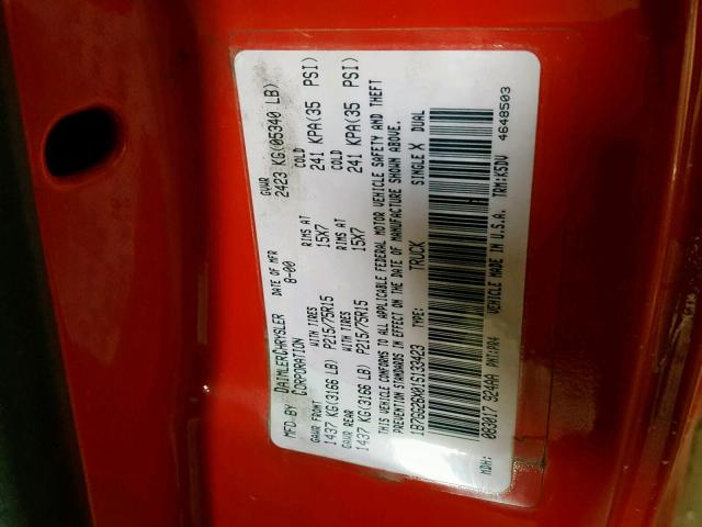 1B7GG26X01S133423 - 2001 DODGE DAKOTA RED photo 10