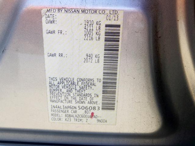 1N4AL3AP6DN506083 - 2013 NISSAN ALTIMA 2.5  photo 10