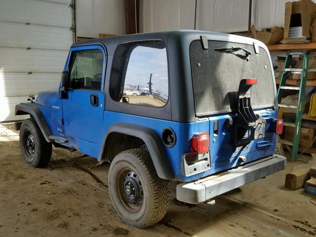 1J4FA49S93P314111 - 2003 JEEP WRANGLER / BLUE photo 3