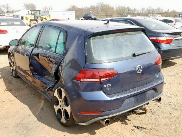 3VW447AU4JM285913 - 2018 VOLKSWAGEN GTI S/SE BLUE photo 3