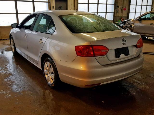 3VW2K7AJ0CM354800 - 2012 VOLKSWAGEN JETTA BASE SILVER photo 3