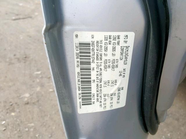 2A8GF48X77R197442 - 2007 CHRYSLER PACIFICA SILVER photo 10