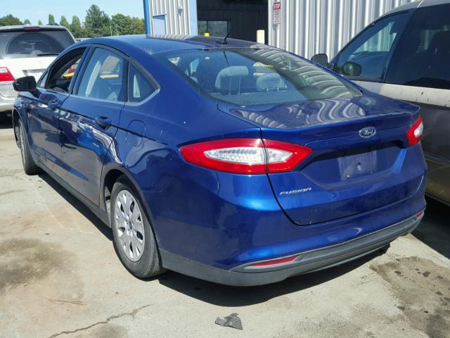 3FA6P0G74DR135406 - 2013 FORD FUSION S BLUE photo 3