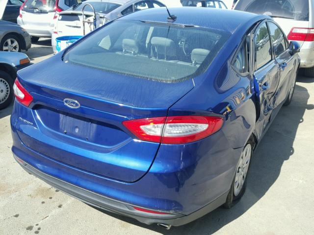 3FA6P0G74DR135406 - 2013 FORD FUSION S BLUE photo 4