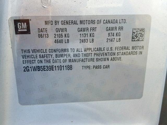 2G1WB5E39E1101188 - 2014 CHEVROLET IMPALA LIM SILVER photo 10