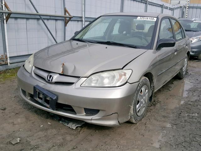 2HGES16385H047028 - 2005 HONDA CIVIC DX V GRAY photo 2