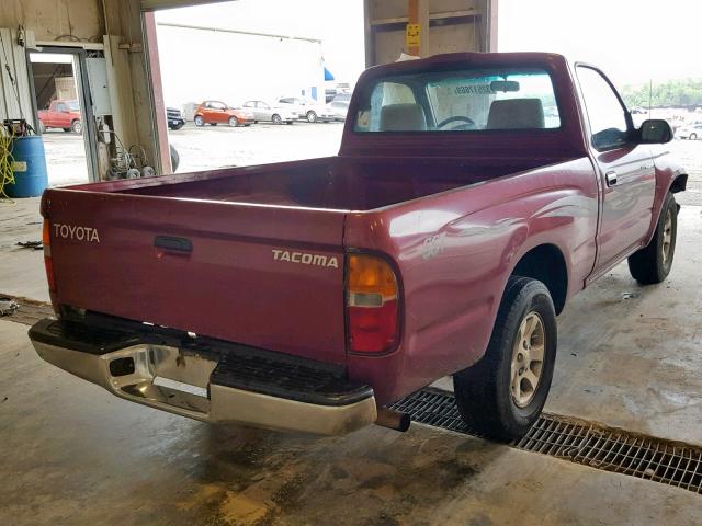 5TENL42N0YZ707625 - 2000 TOYOTA TACOMA MAROON photo 4