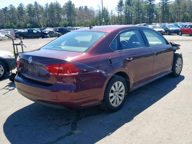 1VWAP7A39CC053412 - 2012 VOLKSWAGEN PASSAT S MAROON photo 4