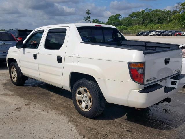 2HJYK16277H539504 - 2007 HONDA RIDGELINE WHITE photo 3