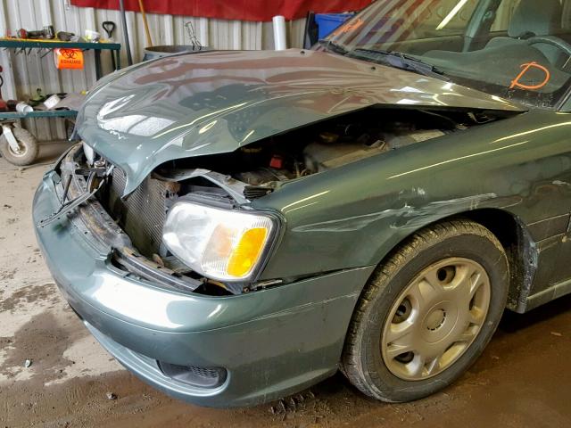 4S3BH635117305043 - 2001 SUBARU LEGACY L GREEN photo 9