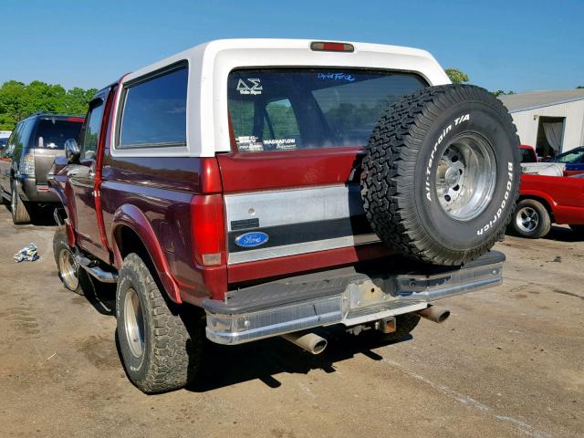 1FMEU15H6NLA14291 - 1992 FORD BRONCO U10 MAROON photo 3