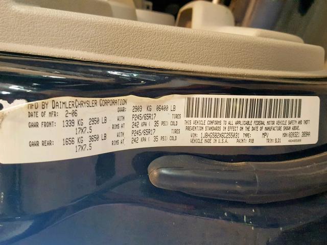 1J8HG582X6C255031 - 2006 JEEP COMMANDER 黑色 照片 10